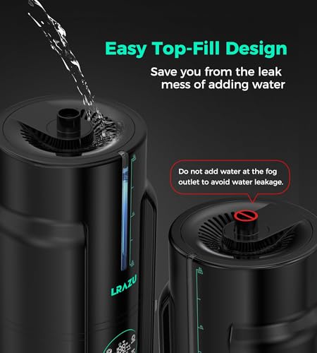 6L/1.6 Gal Reptile Fogger Humidifier, Misting System for Reptiles with Extendable Targeting Hose, 400 mL/h Plants Humidifier with Precise Temp & Humidity Probe for Grow Tent, Greenhouse, Growers - color: Black
