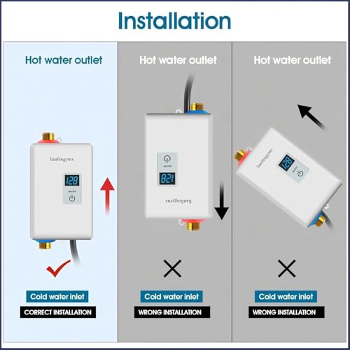 Electric Tankless Water Heater 3000W 110V, On Demand Instant Hot Water with LED Display, Under Sink Point of Use for Kitchen Bathroom, Wall Mounted, Stainless Steel - color: White