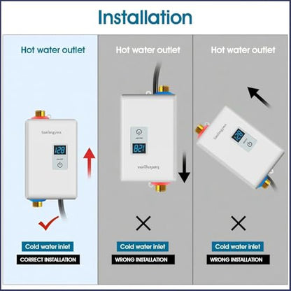 Electric Tankless Water Heater 3000W 110V, On Demand Instant Hot Water with LED Display, Under Sink Point of Use for Kitchen Bathroom, Wall Mounted, Stainless Steel - color: White