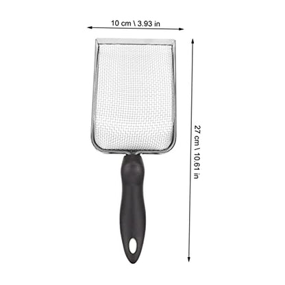 Hemoton 1Pc Stainless Steel Reptile Sand Shovel with Filtering Mesh Ergonomic Design for Easy Excrement Cleanup Terrariums for Turtles Lizards and Other Reptiles