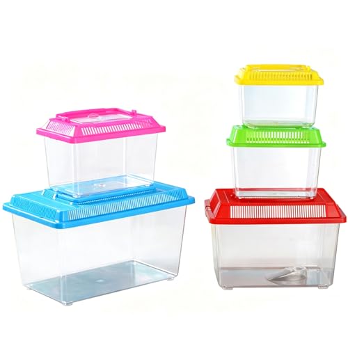 Portable Reptiles Tanks Box Including Feeding Port Observation Window for Lizards Breeding Case Large Lizards Habitat Box Featuring Ventilated Cover - size: 27x17x14cm