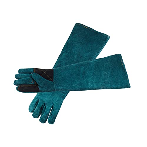 AOWPFVV Animal Handling Gloves Bite Proof for Dogs,Cats, 23.6in Large | Falconry,Birds,Snake,Reptile,Vets, Groomers & Animal Control - color: Dark Green +Black Padding Size Large 23.6in