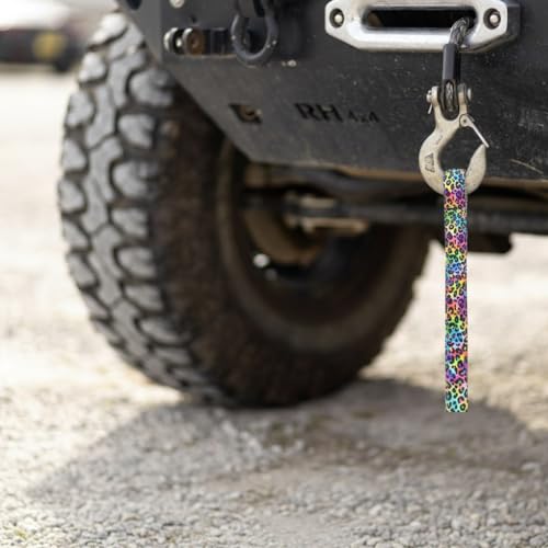 Country Brook Design - Electric Leopard Winch Hook Pull Strap with Reflective Polyester - color: Electric Leopard