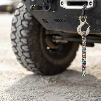 Country Brook Design - Electric Leopard Winch Hook Pull Strap with Reflective Polyester - color: Electric Leopard
