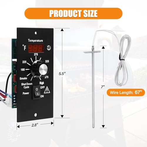 Digital Thermostat Control Panel Kit for Traeger Wood Pellet Grills, BAC236 Replacement Parts Digital Thermometer Pro Controller with 7" RTD Temperature Probe Sensor BAC194 Smoker Accessories - style: BAC236 Controller Kit