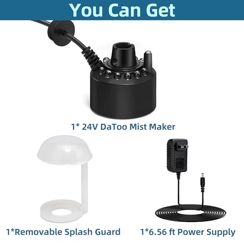DaToo Mist Maker Mini Pond Fog Machine 12 Led Indoor Water Fountain Mister Fogger with Splashing Guard Atomizer Air Humidifier Ultrasonic Fogger for Water Feature Halloween and Other Holidays