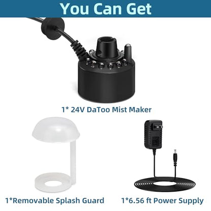 DaToo Mist Maker Mini Pond Fog Machine 12 Led Indoor Water Fountain Mister Fogger with Splashing Guard Atomizer Air Humidifier Ultrasonic Fogger for Water Feature Halloween and Other Holidays