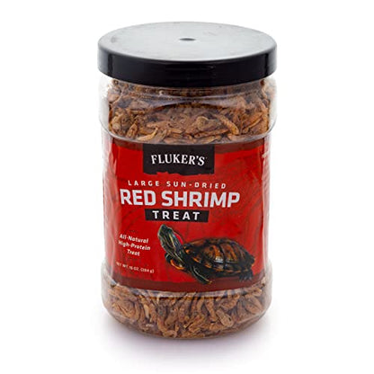 Fluker's All Natural Large Sun-Dried Red Shrimp, High Protein Treats, Aquatic Turtle Food, Great for Aquatic Frogs, Tegus, Monitors, and Tropical Fish, 10 oz - size: 10 Ounce (Pack of 1)