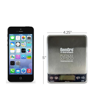 GemOro Platinum XP500 | Jewelers Pocket Scale | Countertop Portable Scale with Durable Precision | Digital Accurate Tool with Expert Professional Reading & Accuracy 500g x 0.01g Readability (Silver)