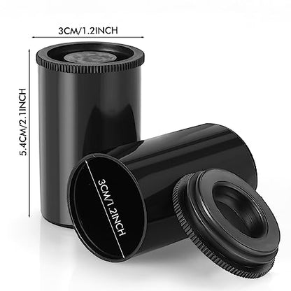 JOVITEC 100 Pcs Plastic Film Canister Holder 35 mm Empty Camera Reel Containers Storage Containers Case with Lids for Small Accessories Fish Hook Film Beads(Black) - color: Black