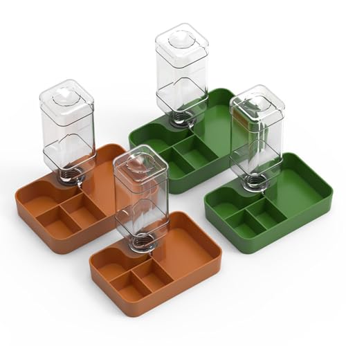 Reptile Feeder Reptile Waterer Feeding Station Food Dish Water Dish for Turtle Chameleon Tortoise Gecko Bearded Dragon, Khaki Large
