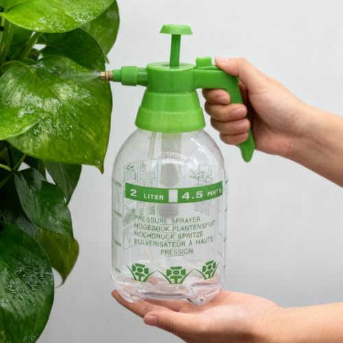 2L Handheld Garden Pump Sprayer 0.5 Gallon Water Mist Spray Bottle for Plants with Adjustable Brass Nozzle Orange (2L Green) - color: 2L Green