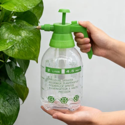 2L Handheld Garden Pump Sprayer 0.5 Gallon Water Mist Spray Bottle for Plants with Adjustable Brass Nozzle Orange (2L Green) - color: 2L Green