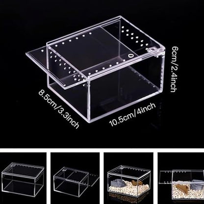 Reptile Terrarium Breeding Box Ventilated Container Enclosure for Lizards Terrapin Crayfish Snake- 10.5cmx8.5cmx6cm