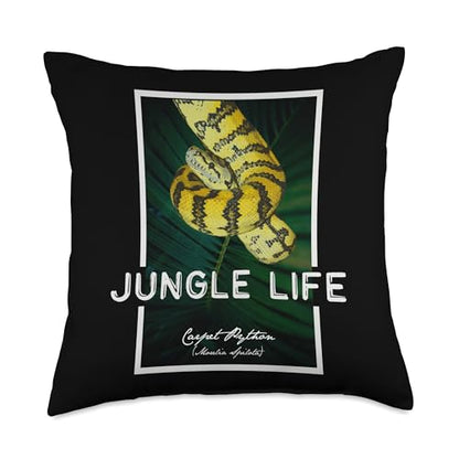 Carpet Python Jungle Life Snake Keeper Reptile Fan Throw Pillow - size: 18x18