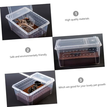 NOLITOY Transparent Reptile Feeding Box Set Durable Breeding Container for Snakes Lizards and Pets Easy to Clean with Breathable for Transport and Habitat Use