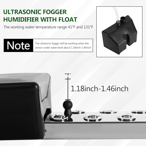 Ultrasonic Mist Maker 12 Heads, 9000ml/H Ultrasonic Fogger w/Float, 400W Waterproof Power Supply, for Halloween Atmosphere, Fish Tank, Greenhouse, Landscape