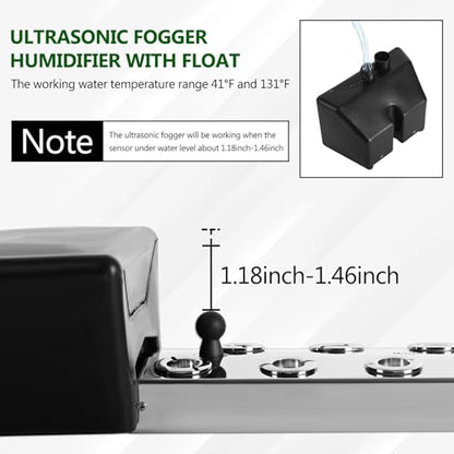 Ultrasonic Mist Maker 12 Heads, 9000ml/H Ultrasonic Fogger w/Float, 400W Waterproof Power Supply, for Halloween Atmosphere, Fish Tank, Greenhouse, Landscape