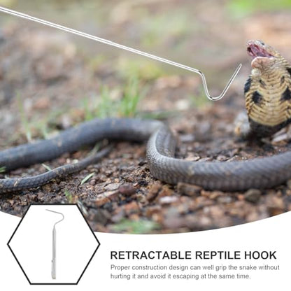 Retractable Stainless Steel Snake Hook Long Handle Reptile Catcher Tool Telescoping Grabber for Safe Snake Handling and Reptile Control