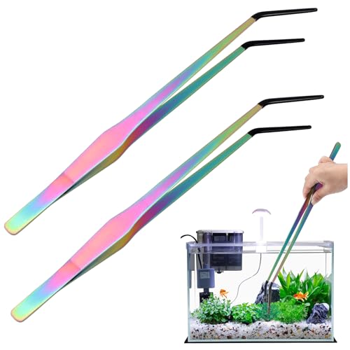 OLIISS Reptile Feeding Tongs with Rubber Tip - 15" Extra Long Tweezers for Aquariums & Crafts - Stainless Steel Feeder Tools for Bearded Dragons & Lizards - Terrarium Tank Supplies - 2 Pack - size: 15 Inch