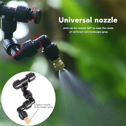 Reptile Sprayer, 360 Degree Adjustable Misting, Smart Timing Spray System, Automatic Humidifier for Terrarium, Rainforest Living Environment with Plants