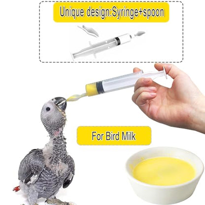 Baby Bird Feeding Syringe,Parrot Small Pet,Manual Syringe Feeder, Milk Water,Liquid Food,Reusable,Syringe with Spoon Tip