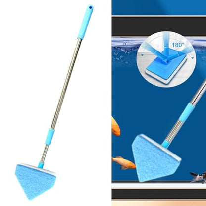 Tank Cleaning Brush,Aquarium Cleaning Tool Portable Convenient to Use 55-95cm Telescopic Handle Lightweight for Tank, Triangle