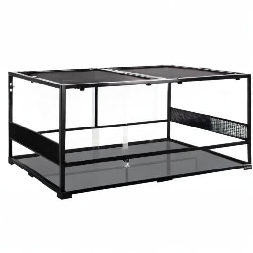 REPTIZOO Large Reptile Terrarium, Tall & 48 INCH Wide Reptile Tank with Sliding Door Top Screen Ventilation & Anti Escape Lid (48" W X 24" D X 24" H (Full Glass & Side Mesh Panel Switchable)) - size: 48" x 24" x 24" (Mesh Panel)