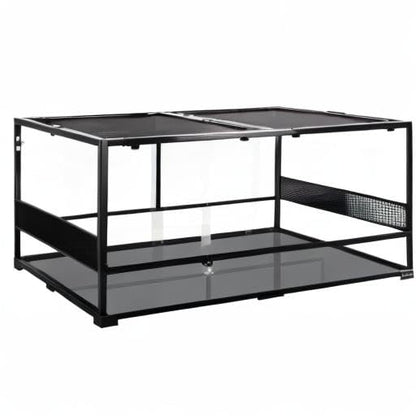 REPTIZOO Large Reptile Terrarium, Tall & 48 INCH Wide Reptile Tank with Sliding Door Top Screen Ventilation & Anti Escape Lid (48" W X 24" D X 24" H (Full Glass & Side Mesh Panel Switchable)) - size: 48" x 24" x 24" (Mesh Panel)