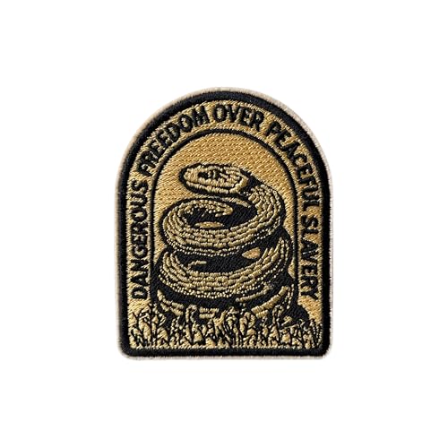 Dangerous Freedom Over Peaceful Slavery Hook and Loop Patch for Backpacks Hats Vest Dog Harness Bags, Size 3" Sewing Patches, Snake Tactical Appliques for Clothes, Freedom Embroidery Patch