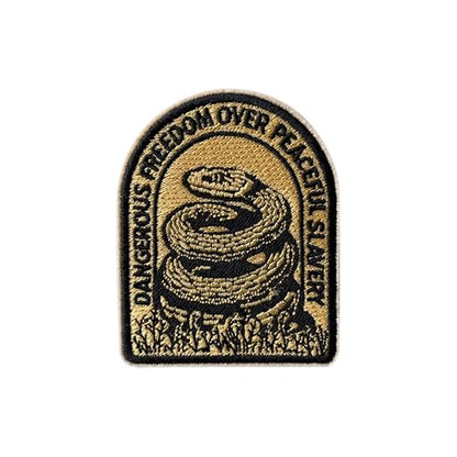 Dangerous Freedom Over Peaceful Slavery Hook and Loop Patch for Backpacks Hats Vest Dog Harness Bags, Size 3" Sewing Patches, Snake Tactical Appliques for Clothes, Freedom Embroidery Patch