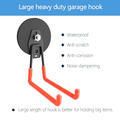 Heavy Duty Large Magnetic Hooks, Strong Magnet Hooks for Garden Tools,Hose,Straps,Steel Pegboard,Workshop,Anti-Scratch Extra Strong Magnetic Hook,Magnetic Cable and Tool Holder(2 Pack) - style: Large L/2 pack 26-130lbs