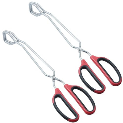 HINAMY 13" Stainless Steel Scissor Tongs with Comfort-Grip Handle, Set of 2 - size: 13-Inch