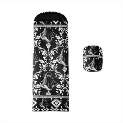 Erosebridal Longhorn Cow Skull Gothic Witchy Damask Sleeping Bag for Kids Camping Blanket for Hiking Travel Hunting Sleep Bag - color: Black and White Halloween Ghost