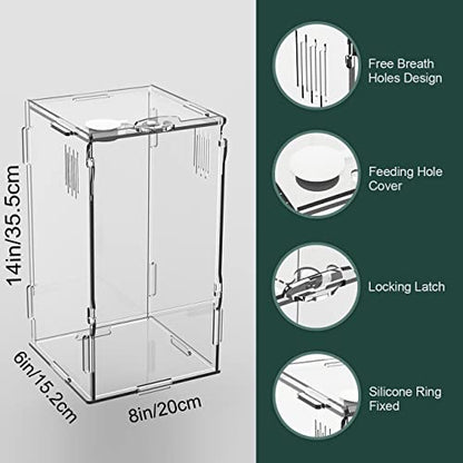 BETAZOOER Large Acrylic Reptile Tank Habitat Locking Terrarium 8''x6''x14'' - size: Large
