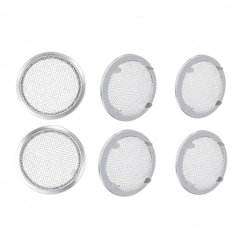 2 Inch Circular Vent Cover 6-Pack, Steel Mesh Screen with Tab Fasteners | 2 Inch Diameter Circular Screen, Metal Mesh for Display Cases Spice Racks Pet Cages, Durable Steel Mesh
