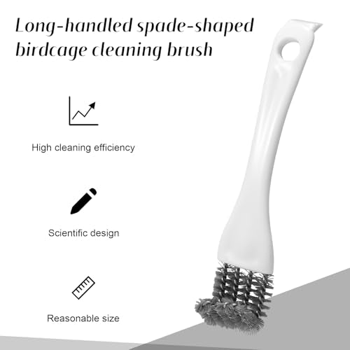 3pcs Bird Cage Brush Cleaner, Stainless Steel Bird Cleaning Brush Durable Droppings Removal Tool for Pet Parrot Fowl Cage Remover Cleaning Accessory