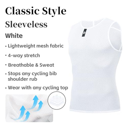 YKYWBIKE Men's Cycling Base Layer Sleeveless Cycling Jersey Men Quick Dry Bicycle Undershirt Mesh Bike Base Layer Vests - color: 2 Packs:white&white, size: Small