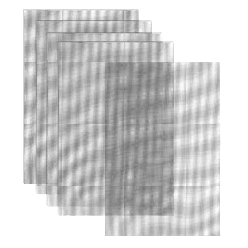 NQEUEPN 5pcs Flower Pot Hole Mesh Pads, 11.81x7.87 Inch Polyethylene Flower Pot Bottom Mesh Screen Square Bonsai Mesh Plant Pot Mesh Drainage Screen for Garden Potted (Gray)