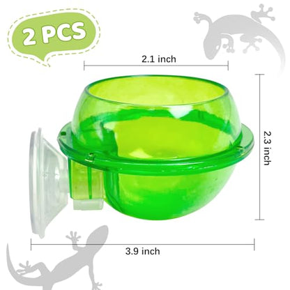 Tfwadmx Chameleon Bowl, Reptile Feeding Feeder,Worm Live Fodder Container, Water Dish Gecko Ledge Suction Cup Feeder Chameleon Supplies Accessories for Gecko Lizard Bearded Snakes Dragon 2 Pcs