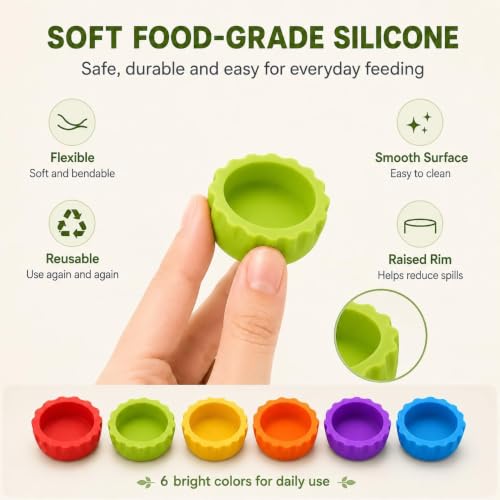Meow&Woof Reusable Silicone Reptile Feeding Cups – Bearded Dragon Water Bowl & Crested Gecko Food Dish, Habitat Tank Starter Kit Accessories for Turtle, Snake, Hermit Crab- 6 Pcs - color: 6pcs