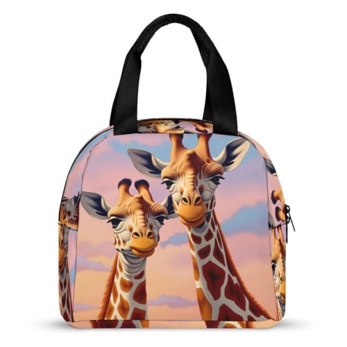 Playful Giraffe Lunch Bag for Women Men | Insulated Lunch Box Leakproof Food Meal Containers Reusable Foldable 6L Capacity Lunch Tote Bags for Work Picnic Travel - color: style