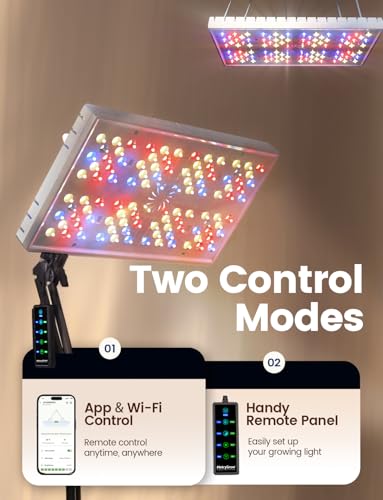 MetryGrow Grow Lights for Indoor Plants, [Smart APP & Expansive 2x2 Ft Coverage] Genuine 48Watt LED Full Spectrum Standing/Hanging Growing Plant Lamps, 8-Level Brightness, 270°Folding, 360°Rotation - size: 48W(With Stand)