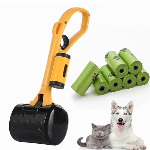 Pooper Scooper for Large Medium & Small Dogs Heavy Duty, 14.18“Long Handled Dog Poop Scooper for Grass,Durable Dog Poop Pick Up Tool, Poop Grabber with 2 Dog Poop Bags 1 Dispenser Poop Scoop，