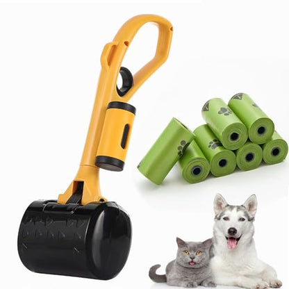 Pooper Scooper for Large Medium & Small Dogs Heavy Duty, 14.18“Long Handled Dog Poop Scooper for Grass,Durable Dog Poop Pick Up Tool, Poop Grabber with 2 Dog Poop Bags 1 Dispenser Poop Scoop，