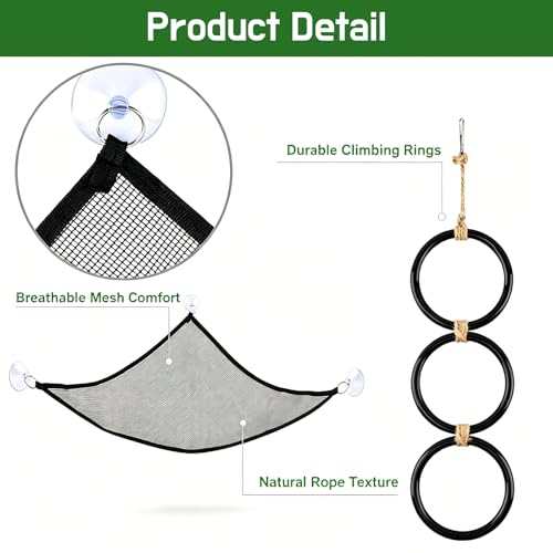 Snake Climbing Rings with Hammock, Reptile Enrichment Toys for Snakes | Suitable for All Kinds of Small Reptiles,Enrichment Rings for Small Ball Python Corn