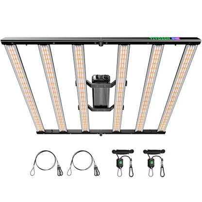 VIVOSUN LumaLight 500W LED Grow Light, Full Spectrum Indoor Plant Light | Deep Canopy Penetration, Smart Dimmable LED Bar Lamp for Vegetables, Herbs, Flowers, 4x4ft Coverage, GrowHub Compatible - size: 4.1x4.1