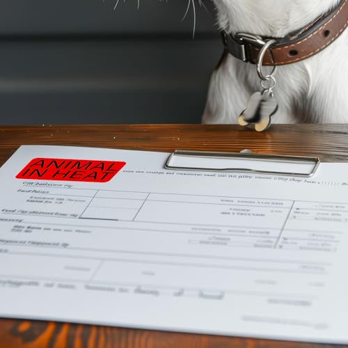 1000 Pcs Animal in Heat Veterinary Vinyl Labels 1x 2 Inch Medication Instruction File Folder Stickers for Pet Care Breeders Hospital Clinic Shelters Funny Party Rave