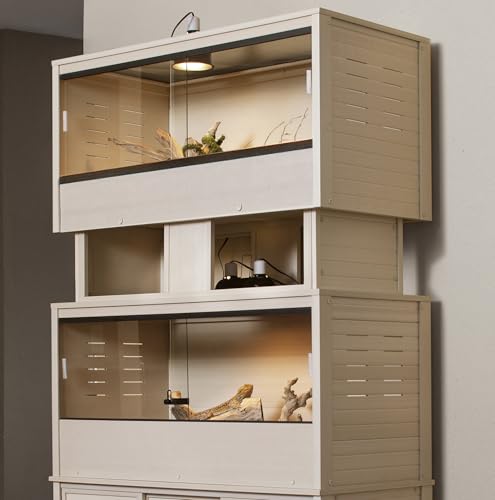 New Age Pet ECOFLEX Two Large Reptile Enclosures with Matching Stacker and Low Cabinet Stand Set in Maple - color: Maple