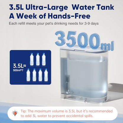 Petgravity Smart Cat Water Dispenser - Stainless Steel Water Bowl, Upgraded Self-Refill Cat Water Fountain Automatic Water Dispenser Water Feeder for Cats & Small Animals, 3.5L/118.4oz